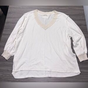 Free People Asher Thermal Knit V-Neck Top Size Medium